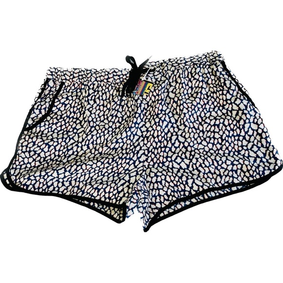 SOLDโจMads Nรธrgaard | M/L | Silk Pixel Popo Black Red Blue Drawstring Shorts NWOT - Picture 3 of 13